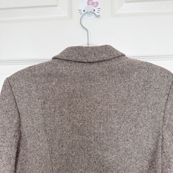 VINTAGE Banana Republic Wool Silk Blend Brown Tweed Blazer Jacket - Picture 6 of 11